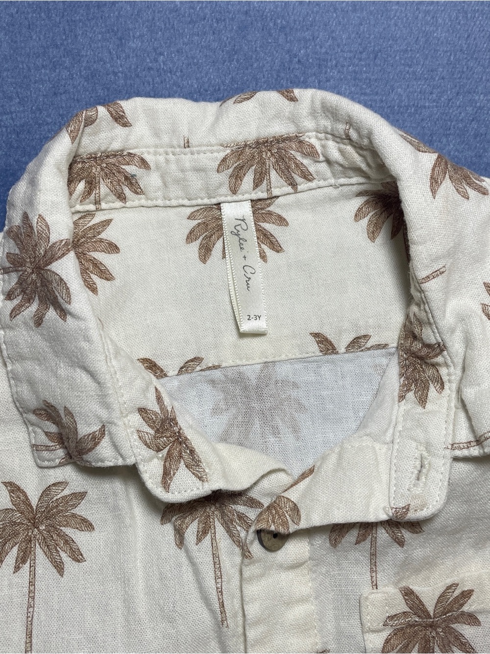 Rylee + Cru Cream Short-Sleeve Palm Print Shirt